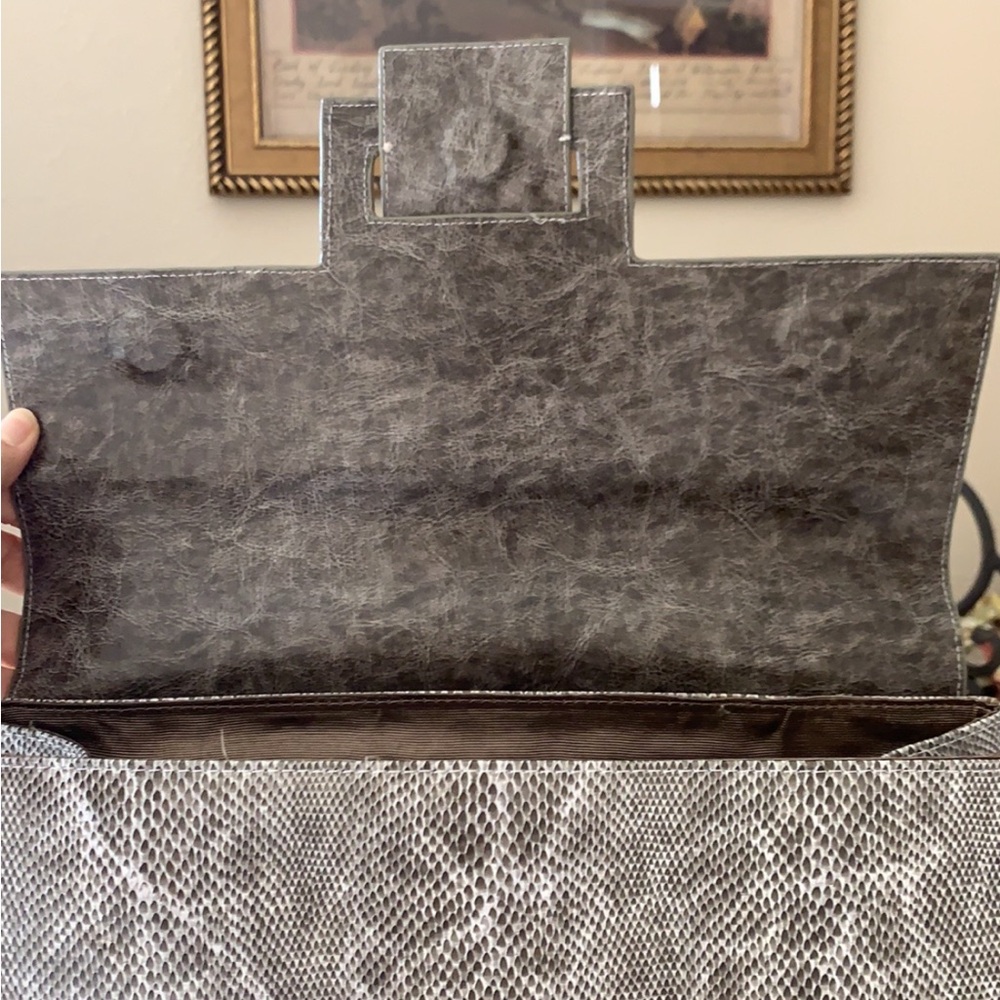 Elegant Snake Print Leather Handbag by Charlie Lapson - Picture 9 of 17